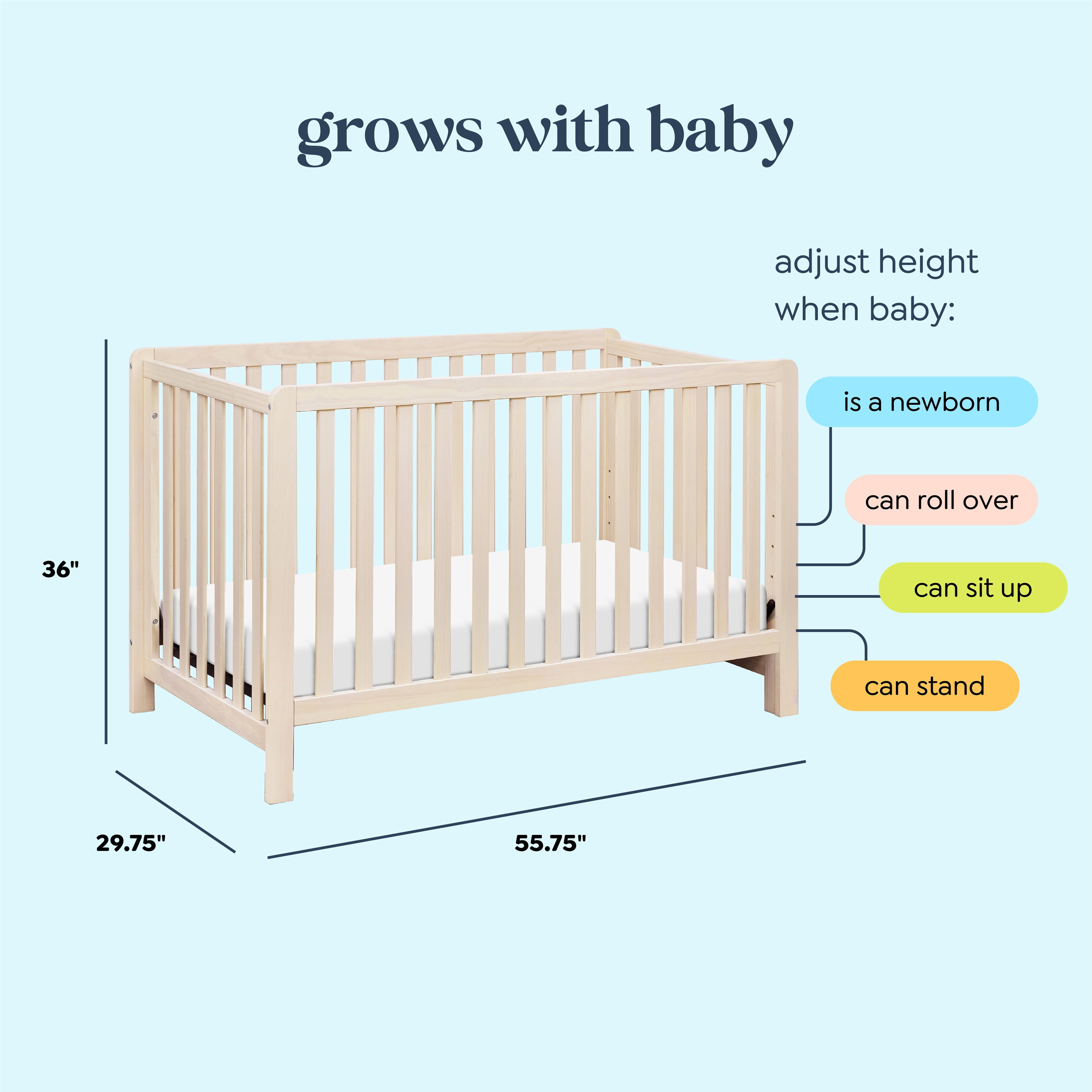 Carter's By DaVinci Colby 4-in-1 Low-Profile Convertible Crib in Washed Natural