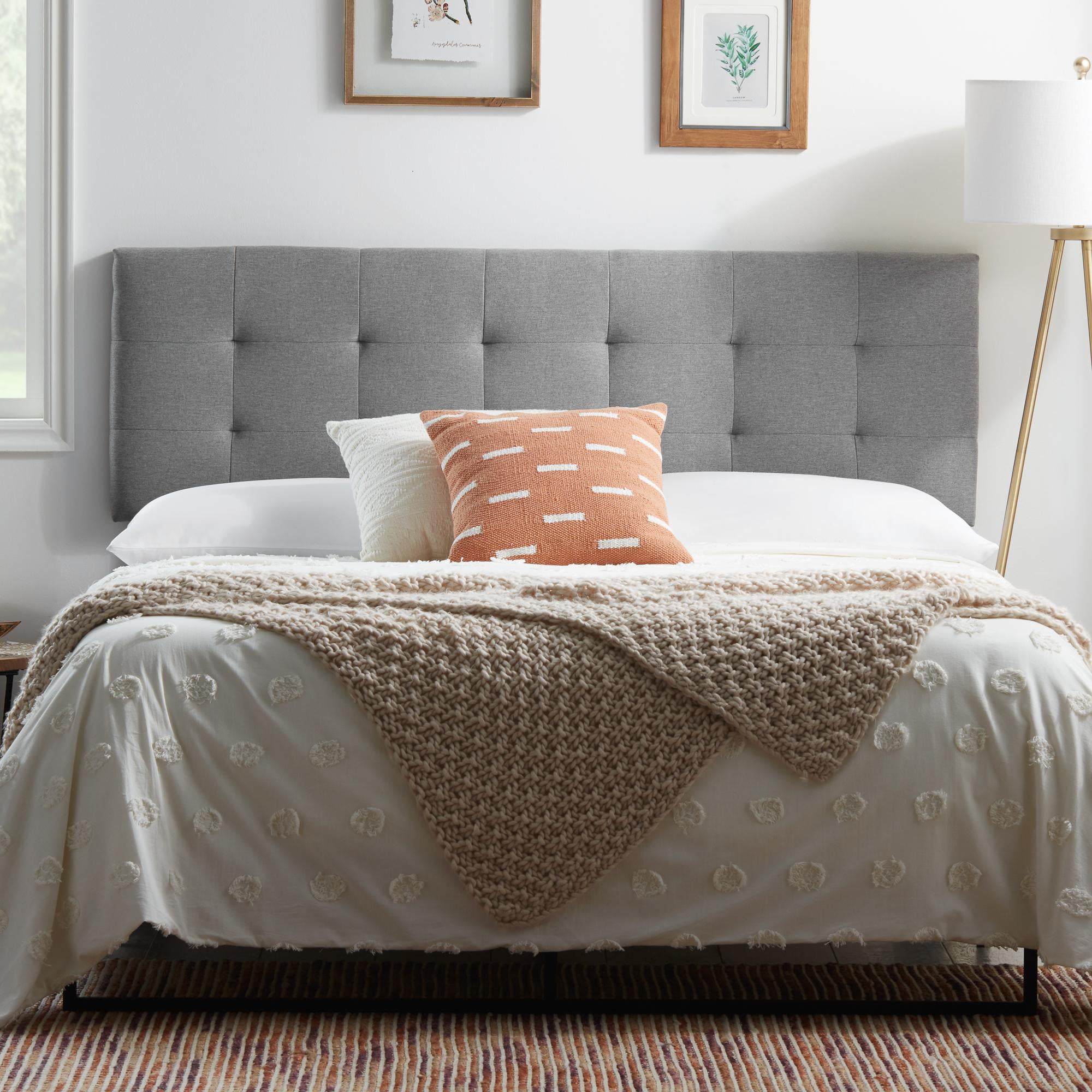 Rest Haven Charleston Upholstered Headboard with 4 USB Ports, Queen, Gray