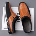 thumbnail image 5 of Men's Casual Loafers Fashion Simple Leather Walking Oxford Breathable Comfortable Slip-On Slippers Orange 9 US, 5 of 7