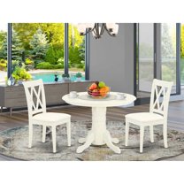 East West Furniture Shelton 3-piece Dining Set with Linen Seat in White