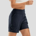 thumbnail image 5 of Women Running Shorts Breathable New Bermuda Shorts for Women Wide Leg Yoga Shorts High Waist Athletic Long Shorts with Pockets Summer Workout Shorts Navy XL, 5 of 9