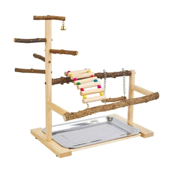 Parque de juegos para pájaros, soporte de juego para loros con columpio, escalera para trepar y bandeja, jaula para juegos de periquitos, gimnasio de