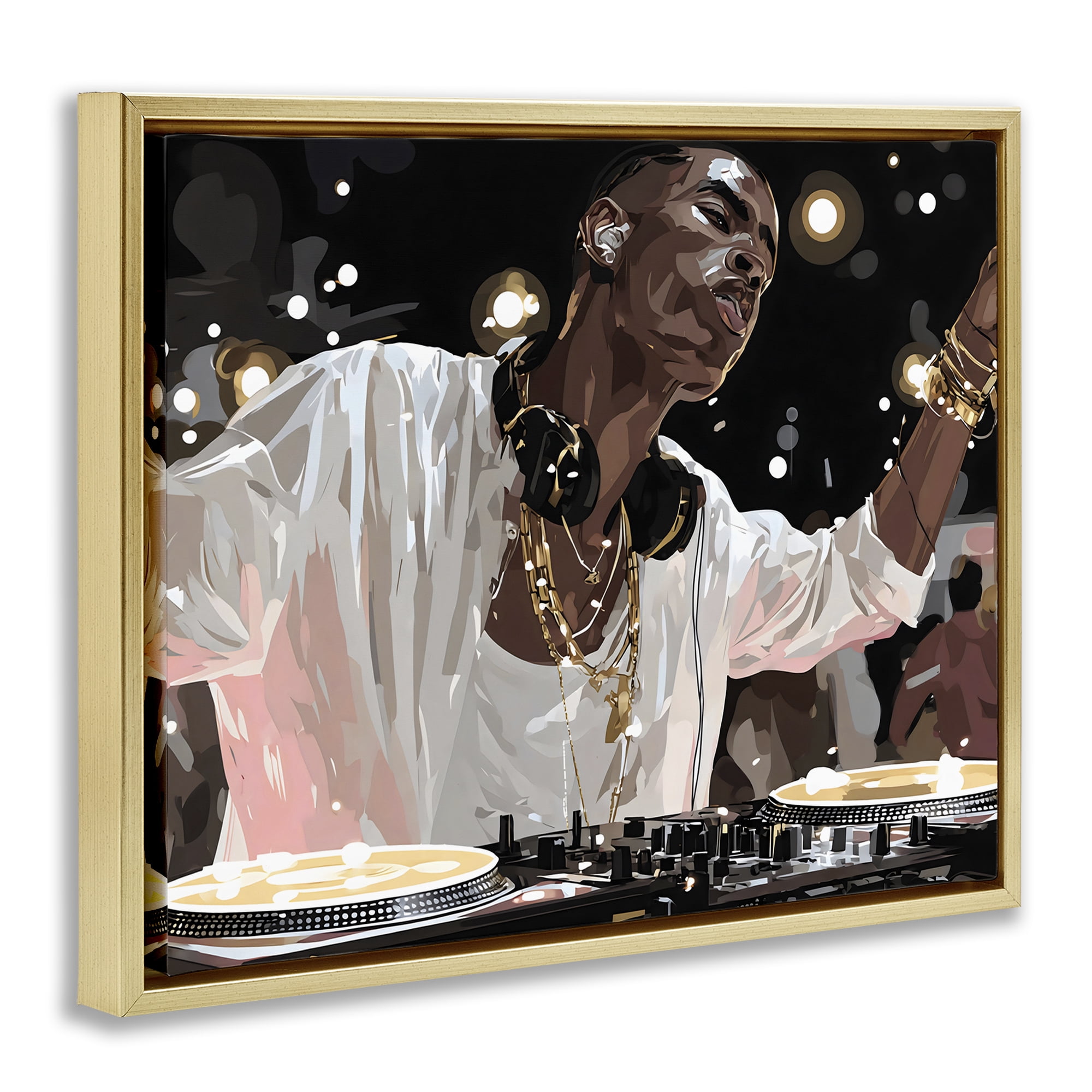Stupell Industries Music In His Soul Gold Framed Floater Canvas Wall Art, design by Franklyn Gregory