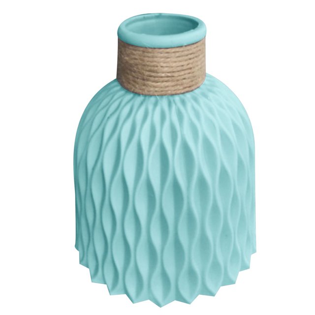 Nordic Style Plastic Faux Ceramics Striped Vase Desktop Decor for Home Vase