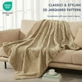 thumbnail image 5 of PHF Lightweight Twin Size Fleece Blanket, Contemporary Flannel Fleece 3D Jacquard Aesthetic Fluffy Blanket, No Shedding, No Pilling, 66" x 90", Light Khaki, 5 of 7