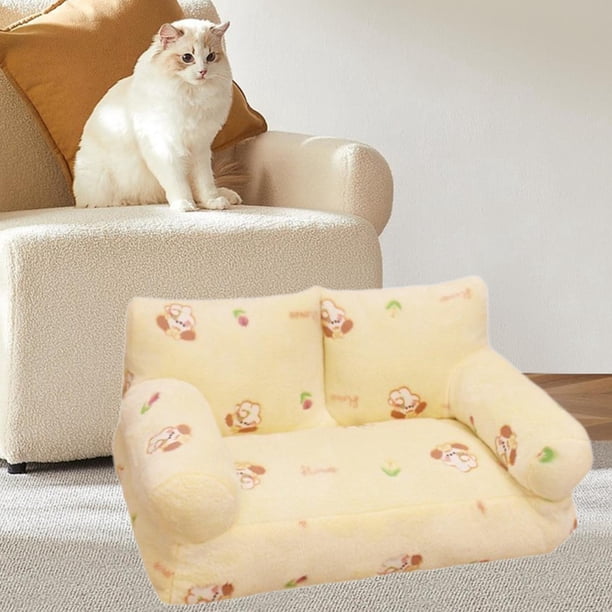 Sofá Cama para Perros, Cama para Cachorros, Base Antideslizante para Todas , Sofá Nido para Perros Y Gatos, para Gatitos, Perros Pequeño L amarillo