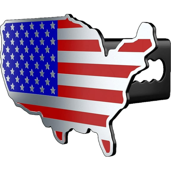 eVerHITCH USA Map Flag Metal Hitch Cover Heavy Duty for Trucks Cars SUV (Fits 2" Receiver, Color Flag)