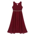 thumbnail image 4 of CHICTRY Girls Chiffon Short Dance Jumpsuit Romper Birthday Party Maxi Dress Burgundy 14, 4 of 7