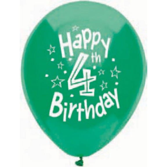 4th Birthday Balloons - Happy 4th Birthday Party Balloons (8 Count) - assorted colors