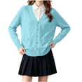 thumbnail image 2 of TARIENDY Girls Cardigan Sweaters Years 5-17,Cotton Long Sleeve School Uniform Sweater,Button Down V Neck Cardigans,Spring Fall Casual Outerwear Sky Blue 11 Years, 2 of 8