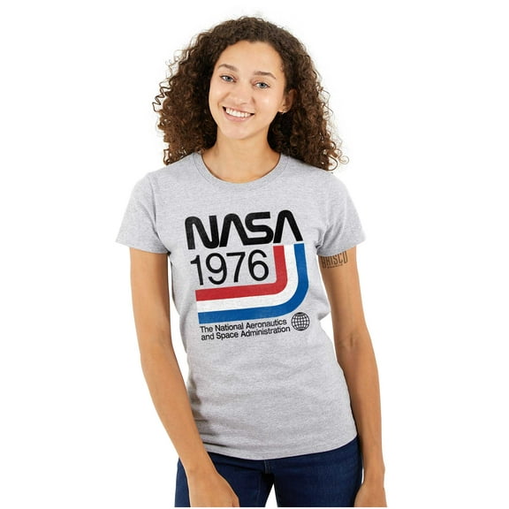 Classic America NASA 1976 Worm Logo Women's T Shirt Ladies Tee Brisco Brands S