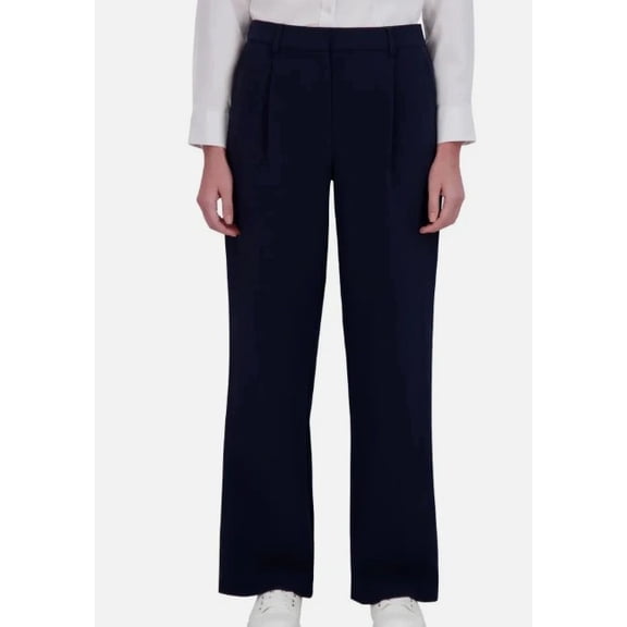 DKNY Women's Stretch High Rise Wide Leg Pant, Navy, 14
