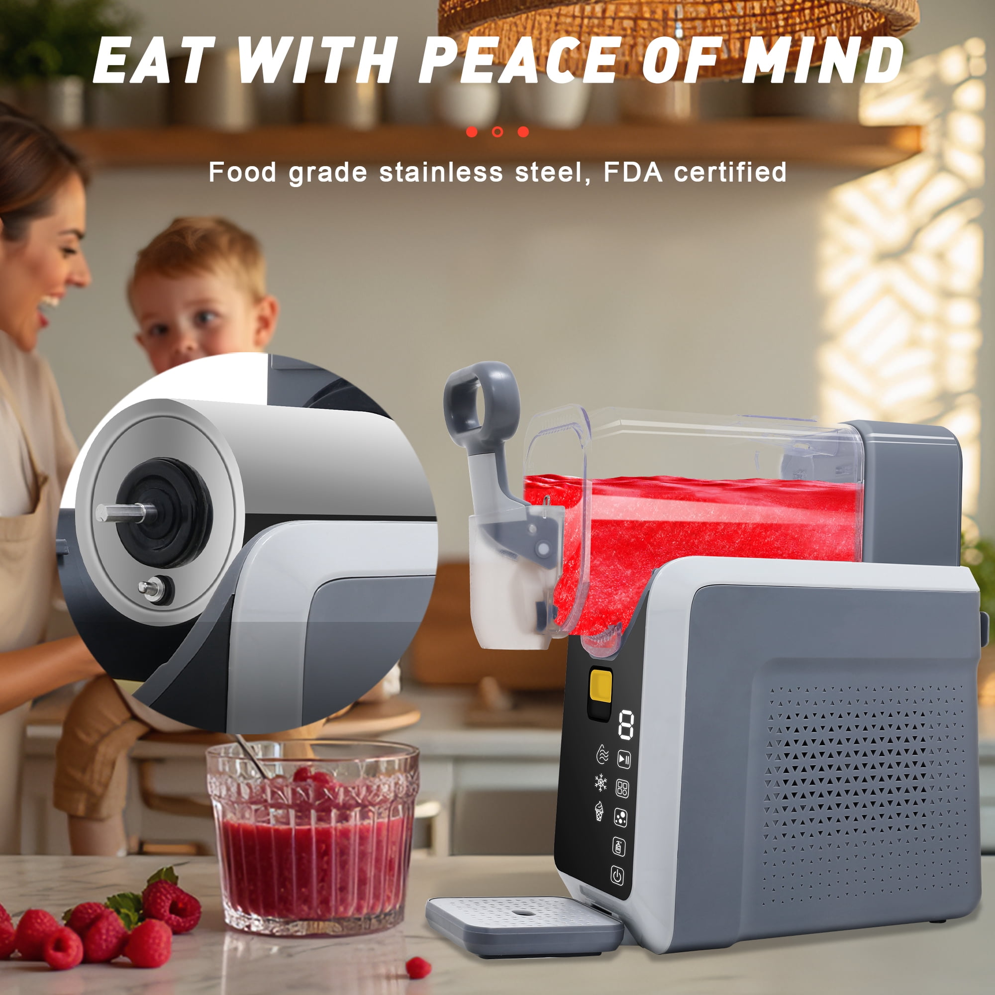 Leumius Slushie Machine, Slushy Machine for Home No ice Needed, Professional Frozen Drink Maker withLED Display, Programs for Frozen Margaritas, lce Cream