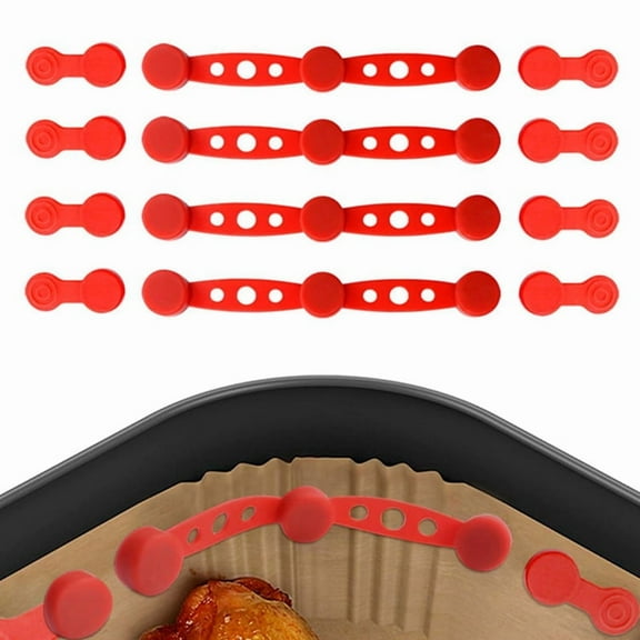 4 Sets High Temperature Silicone Magnet Clasp Holds Air Fryer Paper Liners in Place Prevents Paper Liner From Covering,4Sets * Air fryer magnet silicone buckle,Red