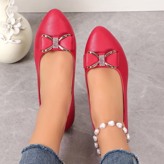 Women's Flats Shoes Ballet Flats Dress Shoes Comfortable PU Leather Slip on Shoes for Women Red 7.5