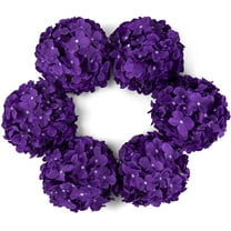 Silk Hydrangea Artificial Flowers Heads with Stems for Wedding Home Decor Pack of 6 (Purple)