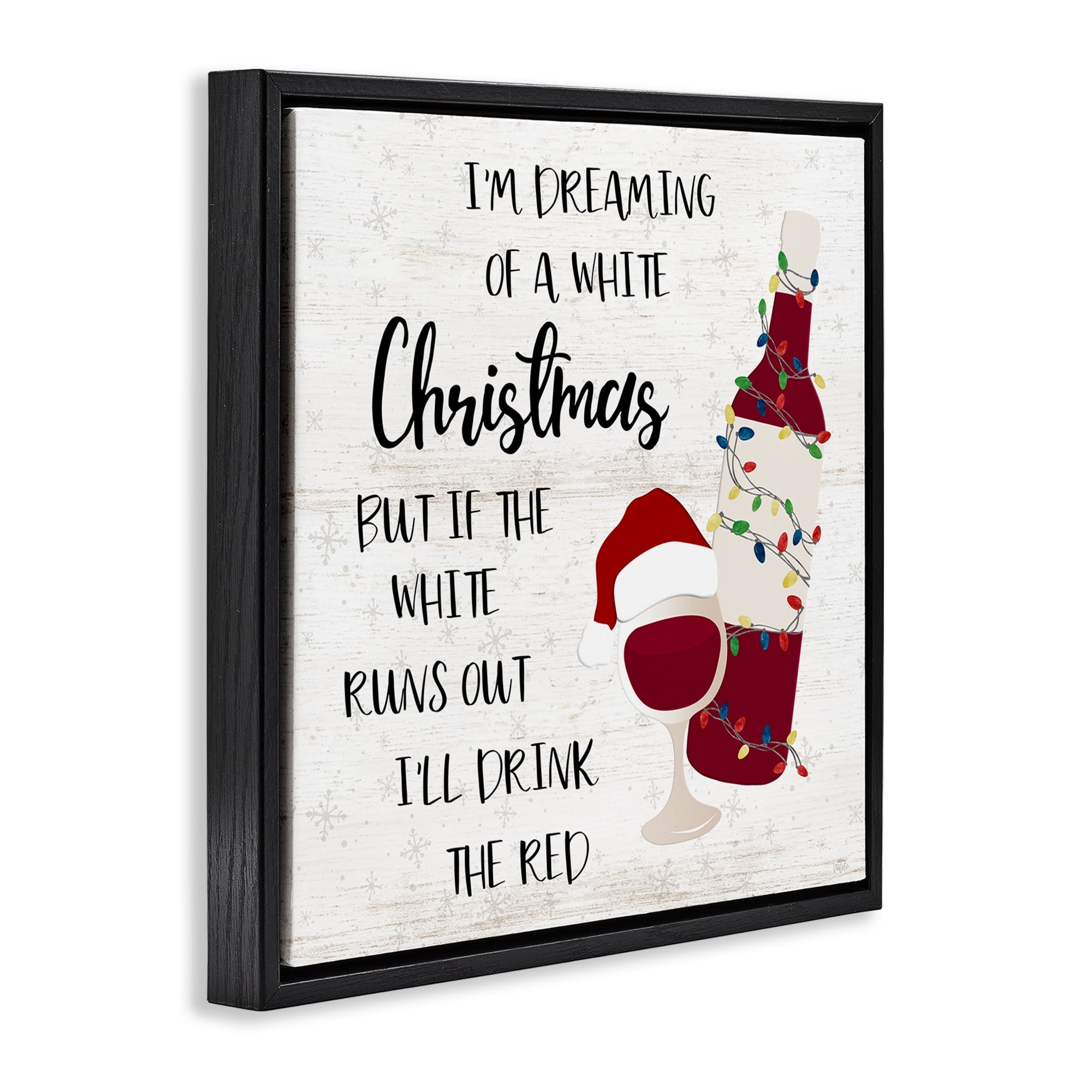 Stupell Industries Drink The Red Christmas Holiday Painting Black Floater Framed Canvas Art Prints Wall Art, 25 x 25
