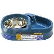 Petmate Combo Feeder And Waterer with Stainless Steel Bowl, Blue