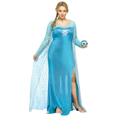 Blue Snowflake Ice Snow Queen Princess Movie Adult Womens Plus Size Costume -