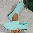thumbnail image 3 of Knitted Loafers for Women Wide Width Round Toe Breathable Slip on Flat Shoes Comfy Soft Sole Nonslip Walking Shoes Light Blue Size 7, 3 of 5