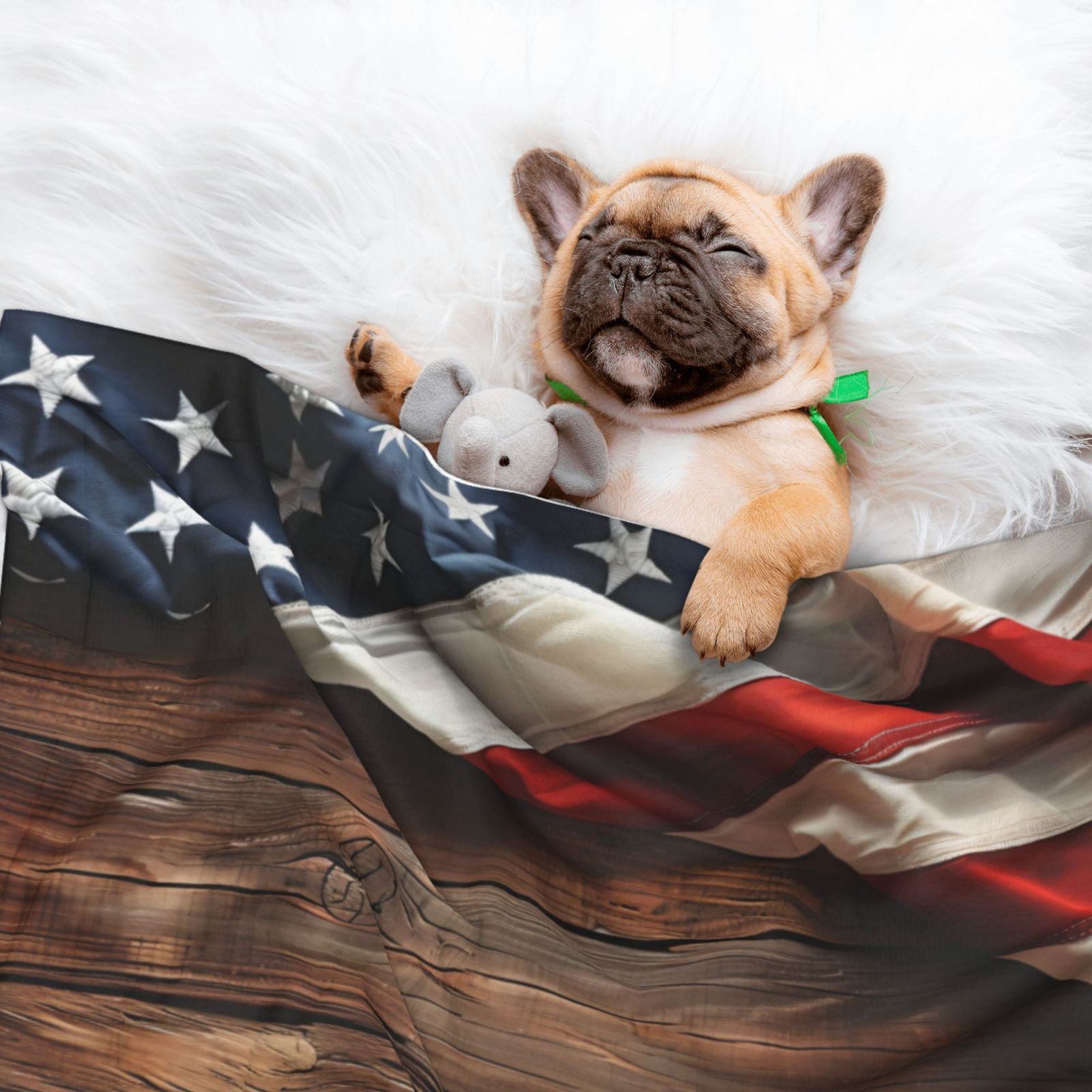 Naloa Rustic American Flag Wood Dog Blanket, 3 Sizes Cat Blanket for Indoor Cats Large Medium Small Dog Gifts-Large