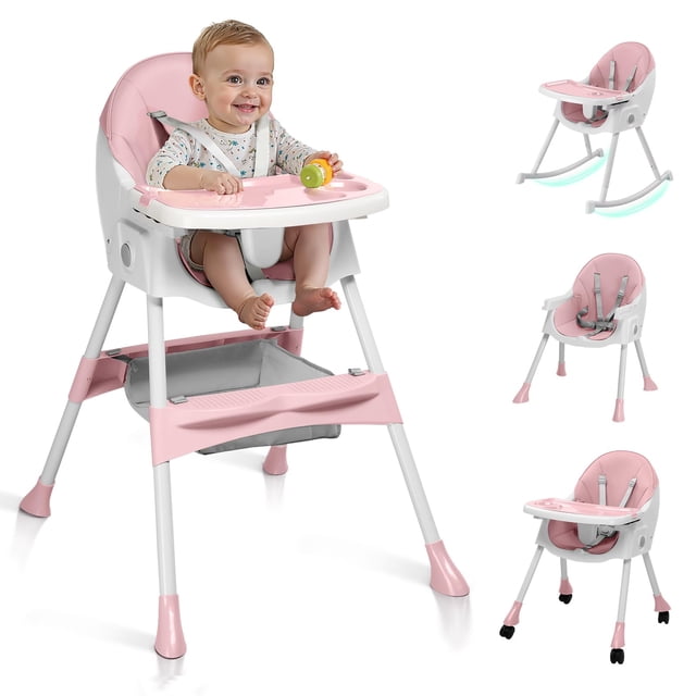Silla Alta para Bebé Ktaxon 6 en 1 Portátil Plegable Rosa