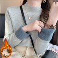 thumbnail image 2 of Suéter de cuello alto para mujer, Tops elásticos a la moda, jerséis de punto gruesos y cálidos con forro de terciopelo de felpa, suéter de fondo 2024, 2 of 5
