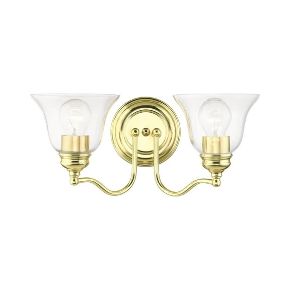 16932-02 Livex Lighting Moreland - 2 Light Bath Vanity In Transitional Style-7.5 Inches Tall and 15.25 Inches Wide-Polished Brass Finish