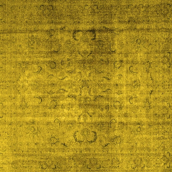 Ahgly Company Machine Washable Indoor Square Persian Yellow Traditional Area Rugs, 7' Square