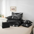 thumbnail image 5 of Black Light Bed in a Bag Queen Comforter Set 7 Piece,3D Ombre Geometric Bedding Sets,Gradient Black White Grey Modern Striped Circle Swirl Sheet Set,Geometry Stripes Line Bed Set, 5 of 6