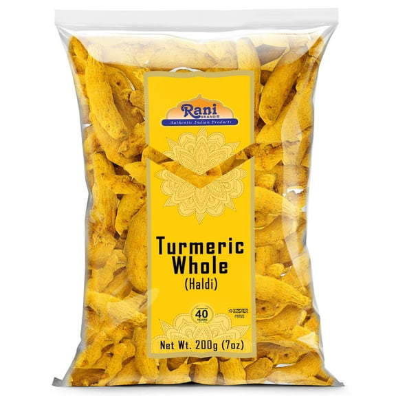 Rani Turmeric (Haldi) Root Whole Spice ~ Dried 7oz (200g) ~ All Natural | 100% Pure | Vegan | Gluten Friendly | NON-GMO | Kosher | Indian Origin