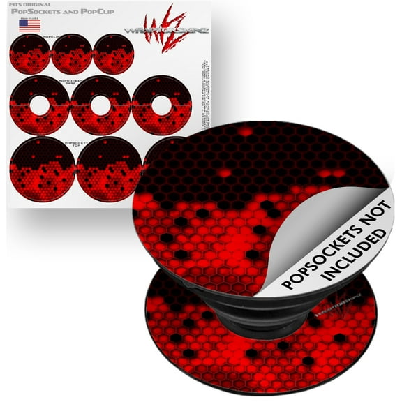 Decal Style Vinyl Skin Wrap 3 Pack for PopSockets HEX Red (POPSOCKET NOT INCLUDED) by WraptorSkinz