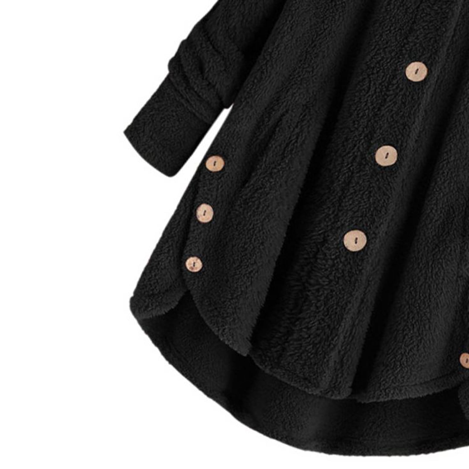 DUMUIELD Black Cardigan for Women Women's Cardigan Sweaters Button Front  Fall and Winter Sweaters Fleece Cardigans Fuzzy Cardigan Jacket with Pocket  at  Women's Clothing store