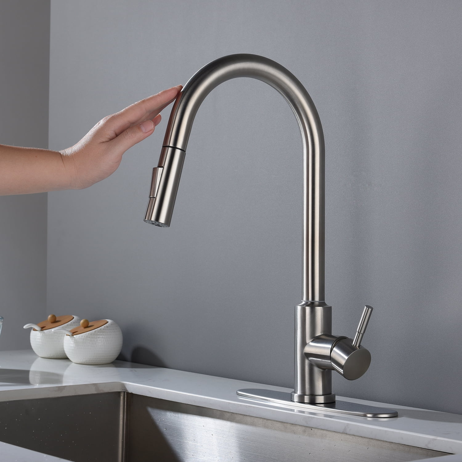 Details about   Automatic Touch Sensor Kitchen Faucet Sink Pull down Sprayer Stainless Steel 