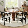 thumbnail image 4 of Costway Farmhouse Rattan Dining Chair Set of 4 Fabric Upholstered Kitchen Chairs, 4 of 10