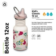 Klean Kanteen 12 oz Classic Kids Sippy Bottle - For Little Hands - With Dust Cover & Attachable Loop - Durable, BPA-Free, Stainless Steel Material - Fits Interchangeable Caps - Leaping Unicorns