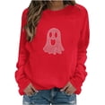 thumbnail image 2 of Jovrlynd Womens Halloween Sweatshirts Long Sleeve Crewneck Rhinestone Ghost Graphic Casual Fall Holiday Pullover Tops, S-2XL, 2 of 5