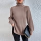 thumbnail image 1 of Suéter Suéter femenino Suéter Tops Suéter de punto de cuello alto suelto Cómodo traje de calle Cgtredaw Caqui M para Mujer, 1 of 7
