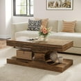 thumbnail image 4 of Tribesigns Coffee Table for Living Room, Rectangular Wood Center Table with Storage, 47.2" Large Rustic Coffee Tables Cocktail Table with Heavy Duty Base ( Brown), 4 of 7