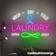 thumbnail image 3 of Handmadetneonsign Laundry Open Daily Neon Wall Sign, Clothes Wall Art Decor, Wash Dry Fold Store Wall Decor 58313, 3 of 5