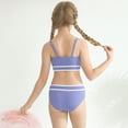 thumbnail image 2 of SILVERCELL 9-16T Girls 2 Piece Summer Ribbed Swimsuits, Teens Girls' Striped Bikinis Bathing Suit Adjustable Straps Swimwear For Beach, Swimming Pool, Spring Break, 2 of 8