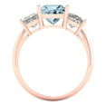 thumbnail image 4 of 2.5 ct Princess Cut Natural Aquamarine 3 Stone 18K Rose Gold Womens Engagement Ring, 4 of 5