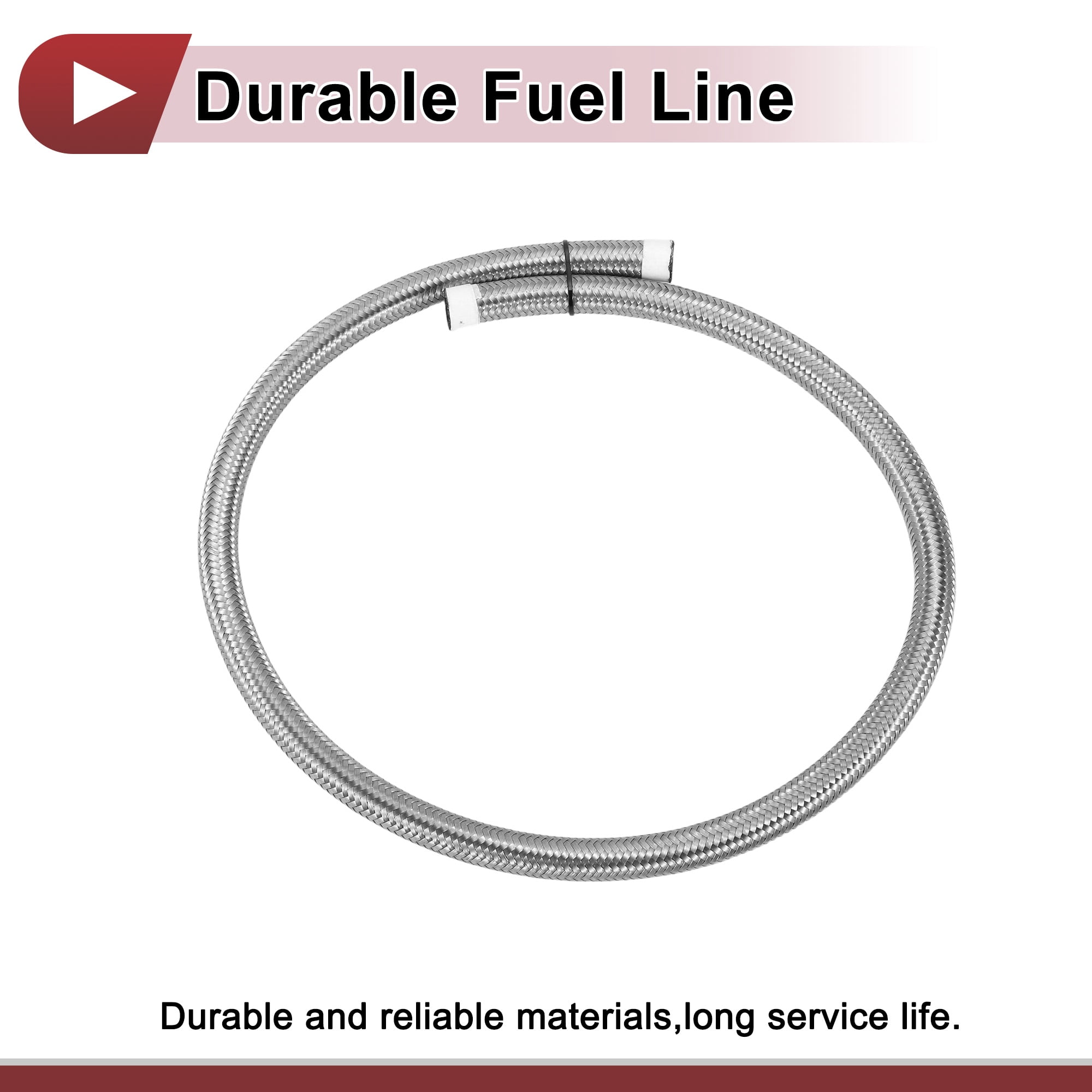 Unique Bargains AN8 Fuel Line Hose 3ft Vacuum CPE Rubber Silver 0.44"ID 0.64"OD