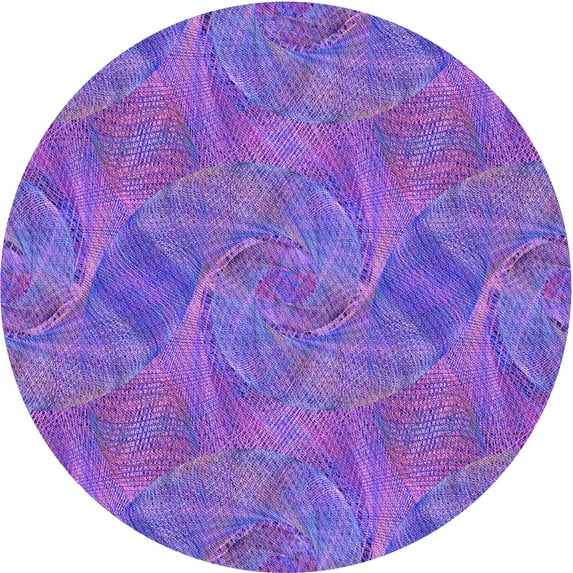 Ahgly Company Machine Washable Indoor Round Transitional Blue Violet Purple Area Rugs, 4' Round