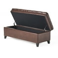 thumbnail image 3 of Storage Ottoman 50 Inches Upholstered Fabric Bench, Storage Bench for Bedroom with Button, Bed Benches for Foot of Bed for Living Room Bedroom Indoor (Brown), 3 of 8