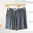 thumbnail image 3 of Ohufall Summer Pj Shorts for Women Cute Stripe Printed Elastic Waist Drawstring Modal Pajama Short Fashion Loose Comfy Home Lounge Sleepwear with Pockets, 3 of 3