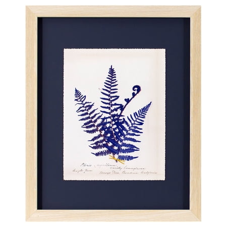 Decor Therapy Fern on Indigo in Natural Oak Wood Grain Frame