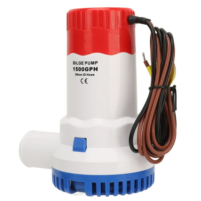 Automatic Bilge Pump, 12V/24V 1500GPH Submersible Boat Bilge Water Pump, Low Noise Small Marine Electric Bilge Pump with Filter Unit for RV, Pool, Pond, , Boat,