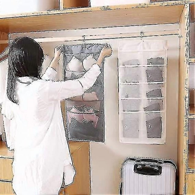 Double-sided Hanging Storage Organiser With Large And Deep Pockets, Storage Hanging Pocket Space-saving Clothes Organiser For Small Wardrobe, Socks St
