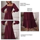 thumbnail image 2 of Vestido largo de mujer con cuello cuadrado, busto elástico, mangas largas acampanadas, dobladillo con volantes, espalda abierta, vestido largo con temperamento de cintura alta, 2 of 4